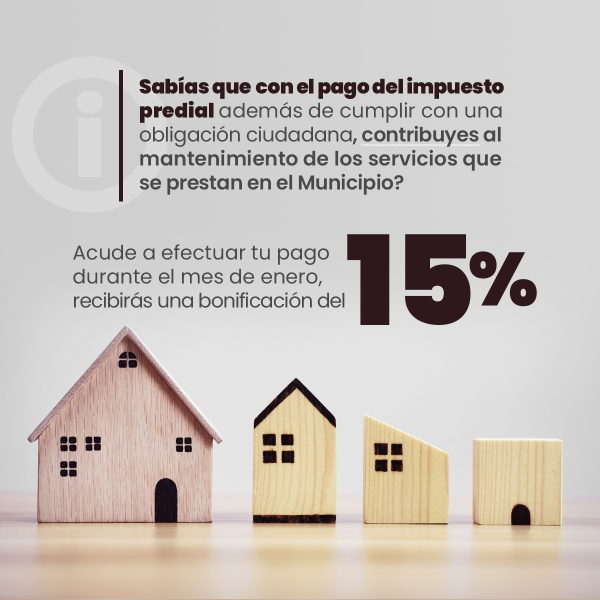 Paga en enero y obt&eacute;n un 15 % de descuento en el pago predial