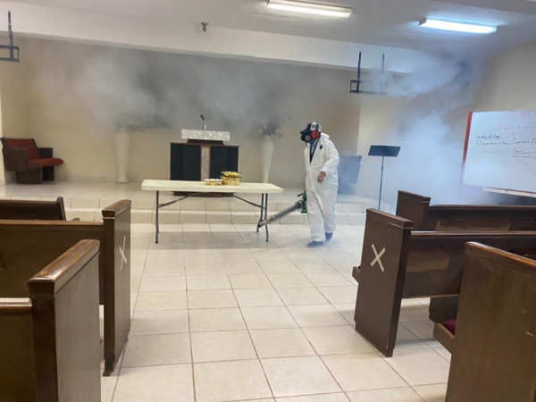 Reanuda Gobierno de Matamoros desinfecci&oacute;n en iglesias y templos por pandemia COVID-19