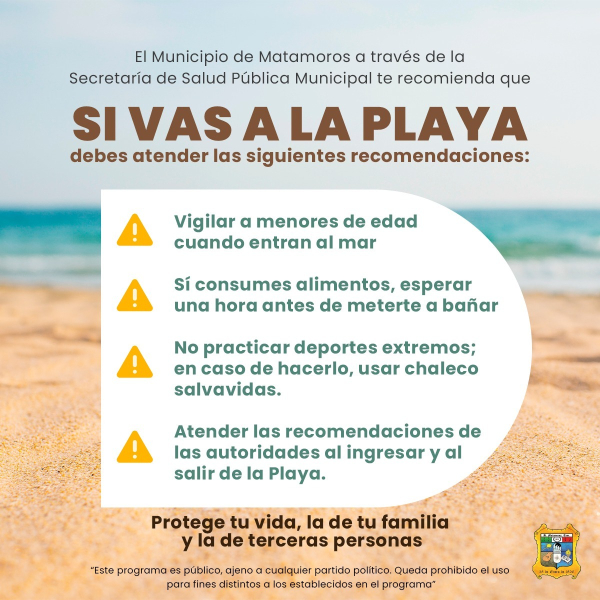 Exhortan a turistas, cumplir con recomendaciones  en Playa Bagdad para evitar accidentes